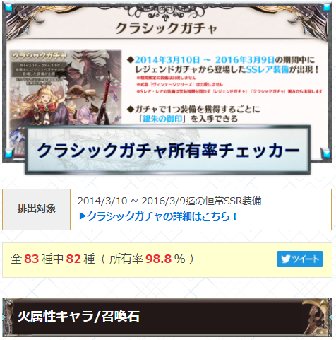 グラブル クラシックガチャ対象装備はどれだけ持ってる 所有率チェッカーの紹介 マリブログ